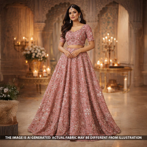 Cut Dana Thread Sequins Embroidered Shimmer Tissue Fabric - F5511