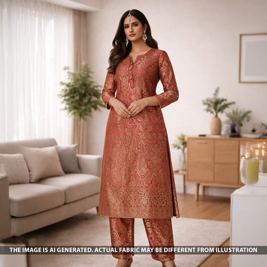 Zari Work Brocade Silk Fabric - F5543