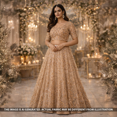 Cut Dana Sequins Embroidered Net Fabric - F5546