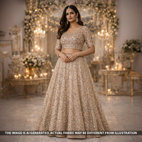 Cut Dana Sequins Embroidered Net Fabric - F5547