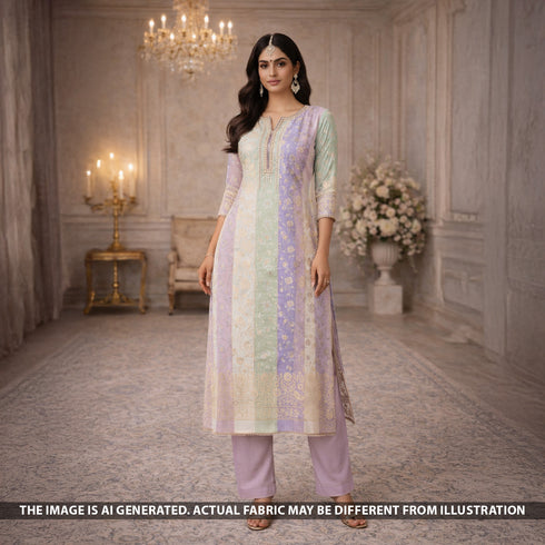 Zari Work Self Jacquard Banarasi Georgette Fabric - F5560