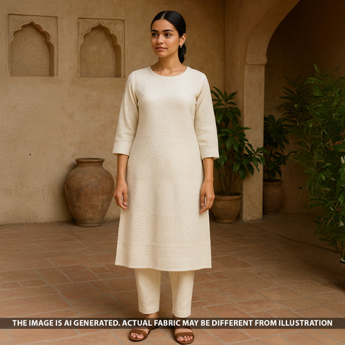 Cut Dana Thread Embroidered Linen Cotton Fabric - F5338