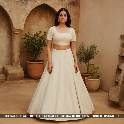 Zari Embroidered Mul Chanderi Fabric - F5341