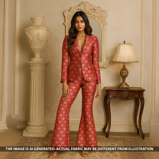 Zari Work Banarasi Brocade Silk Fabric - F5350