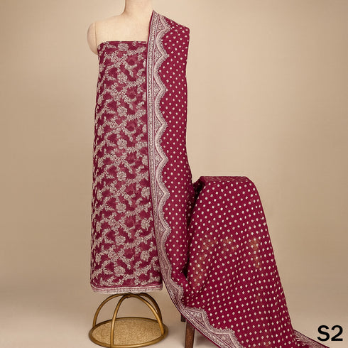 Zari Work Banarasi Georgette Unstiched Suit Fabric - S2