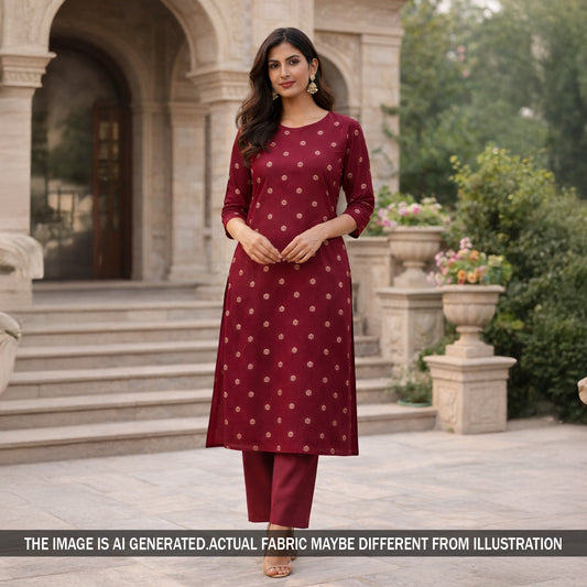 Zari Buti Work Brocade Silk Fabric - F5855
