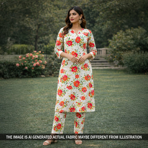 Floral Print Muslin Cotton Fabric - F5968