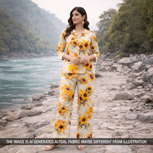 Floral Print Muslin Cotton Fabric - F5970