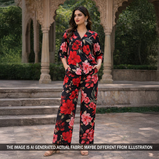 Floral Print Muslin Cotton Fabric - F5964