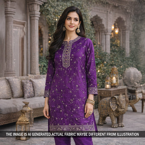 Cut Dana Thread Sequins Embroidered Crepe Fabric - F5831