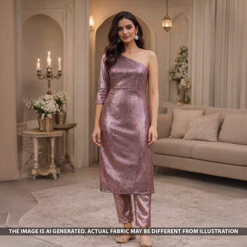 Thread Sequins Work Georgette Fabric - F5669