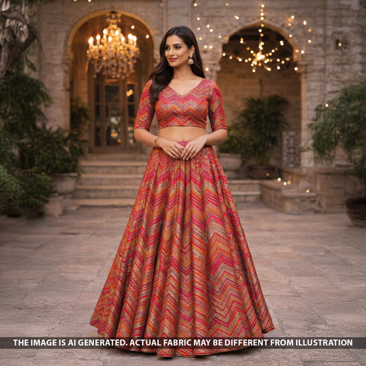 Zari Sequins Embroidered Crepe Fabric - F5738