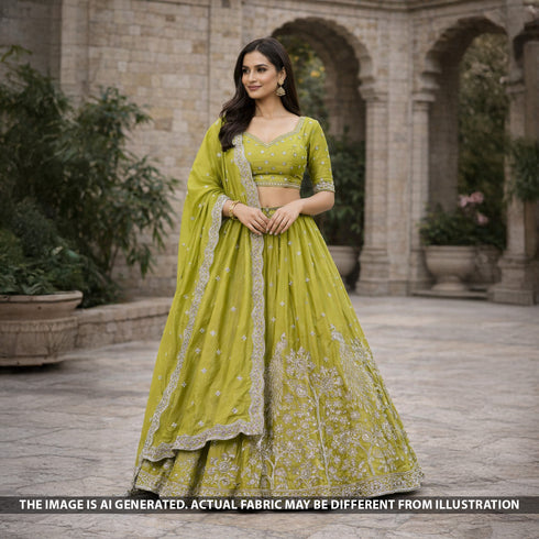 Cut Dana Zari Sequins Embroidered Shimmer Tissue Fabric - F5745