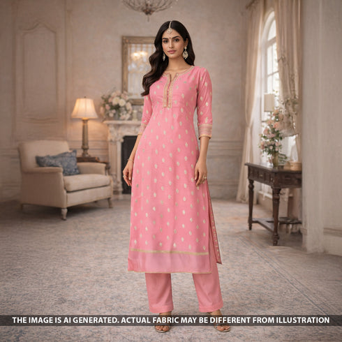 Zari Work Chinnon Chiffon Fabric - F5569