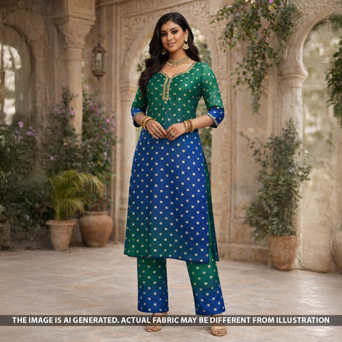 Zari Work Ombre Shade Chinnon Chiffon Fabric - F5572