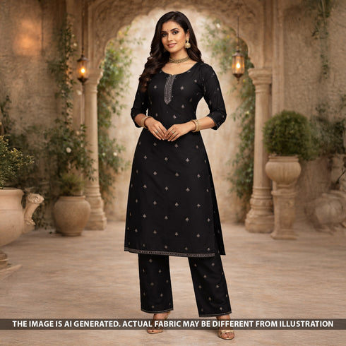 Cut Dana Thread Embroidered Cotton Silk Fabric - F5574