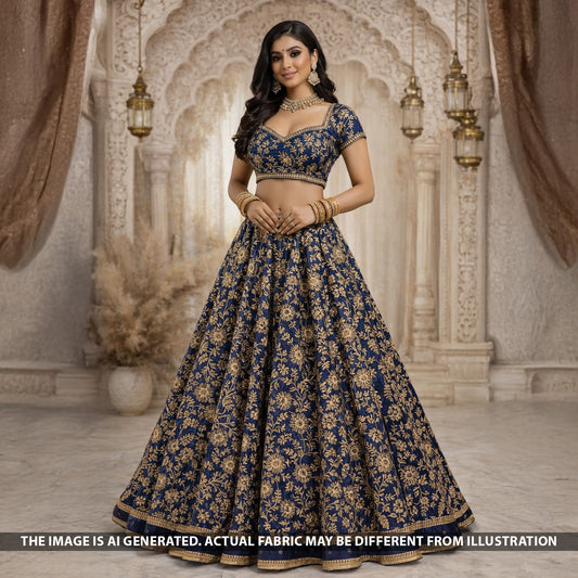 Zari Sequins Emberoidered Georgette Fabric - F5575