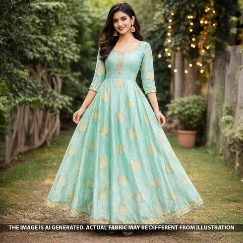 Zari Work Shimmer Tissue Fabric - F5600