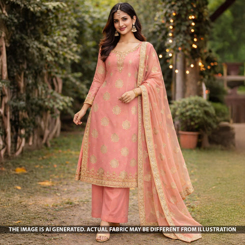 Zari Work Shimmer Tissue Fabric - F5598