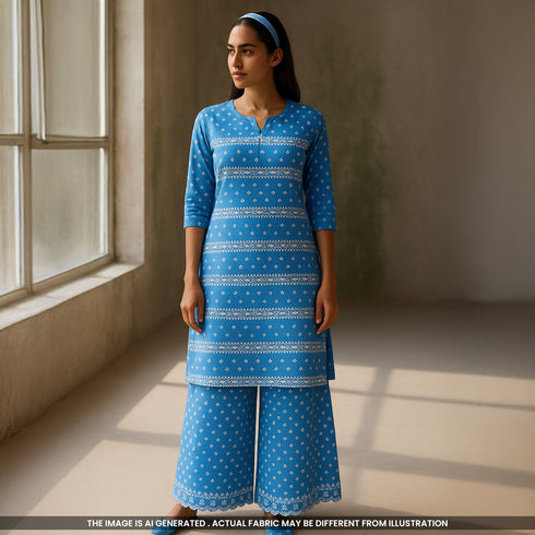 Thread Embroidered Cotton Fabric- F4482