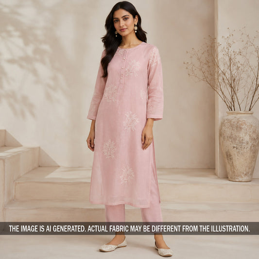 Thread Work Pure Mul Chanderi Fabric - F7032