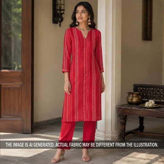 Thread Sequins Work Mul Chanderi Fabric - F7027