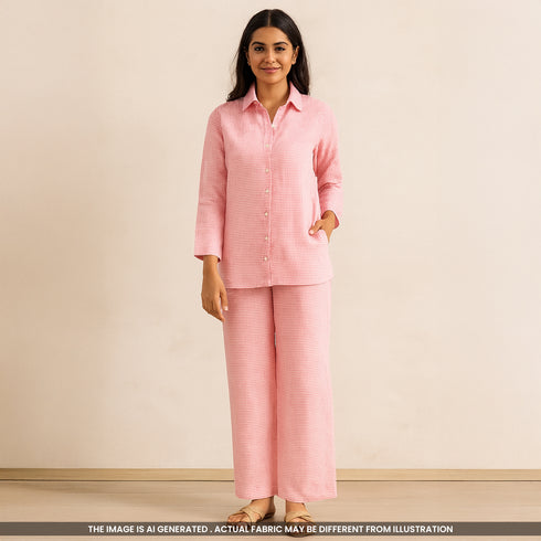 Check Cambric Cotton Fabric- F4486