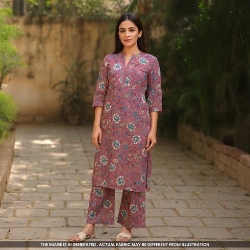 Floral Print Rayon Cotton Fabric- F4493