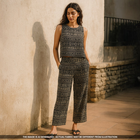 Geometrical Print Rayon Cotton Fabric - F4496