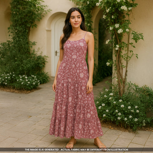 Floral Print Rayon Cotton Fabric- F4500