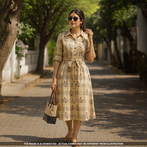 Foil Print Rayon Cotton Fabric- F4523