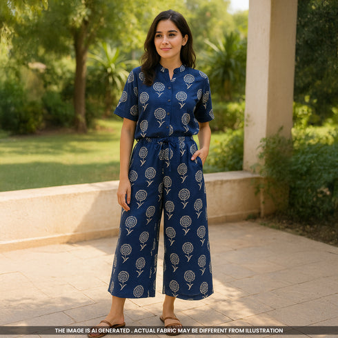 Indigo Print Rayon Cotton Fabric- F4508