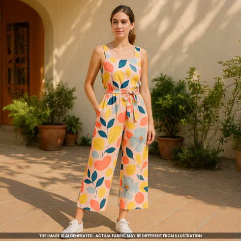 Digital Print Linen Satin Fabric- F4514