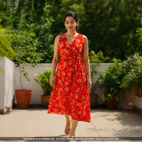 Foil Print Rayon Cotton Fabric- F4529