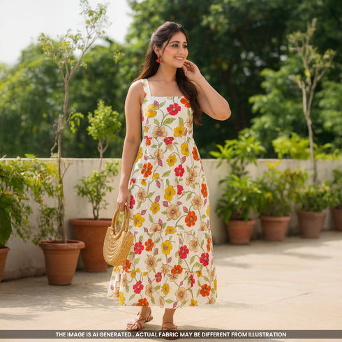 Foil Print Rayon Cotton Fabric- F4531