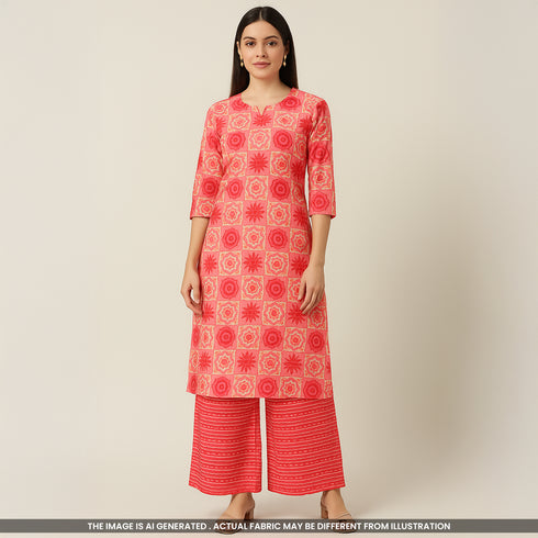 Foil Print Rayon Slub Cotton Fabric- F4527