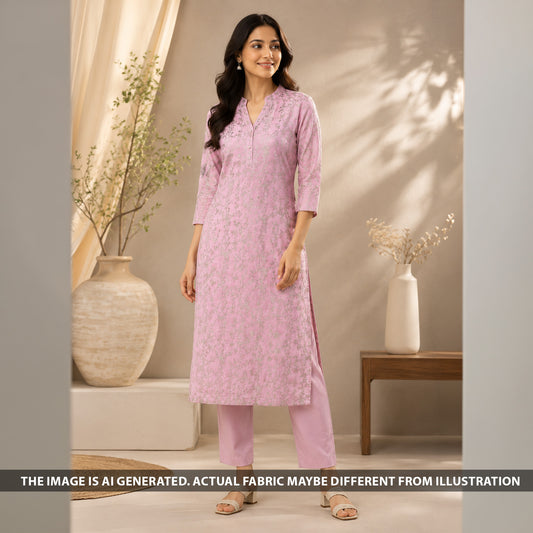 Zari Embroidered Linen Fabric - F6908
