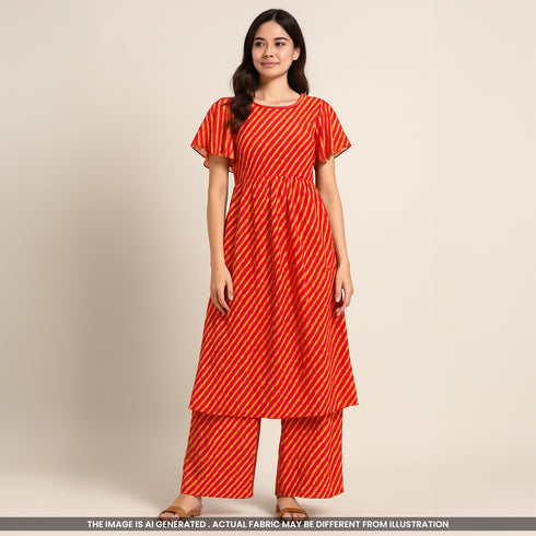 Leheriya Print Georgette Fabric- F4557