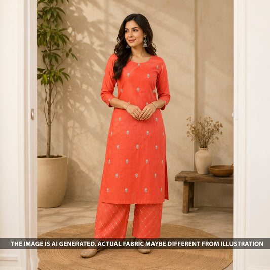 Zari Sequins Work Mul Chanderi Fabric - F6913