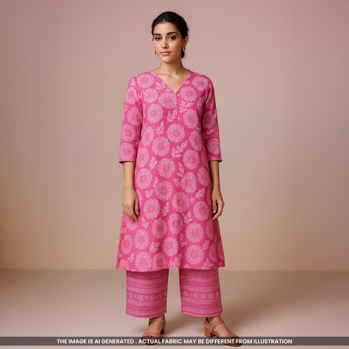 Block Print Cambric Cotton Fabric- F4104