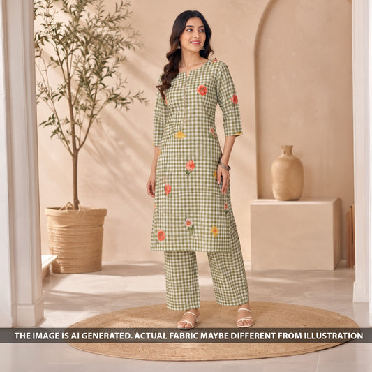 Printed Check Linen Fabric - F6805