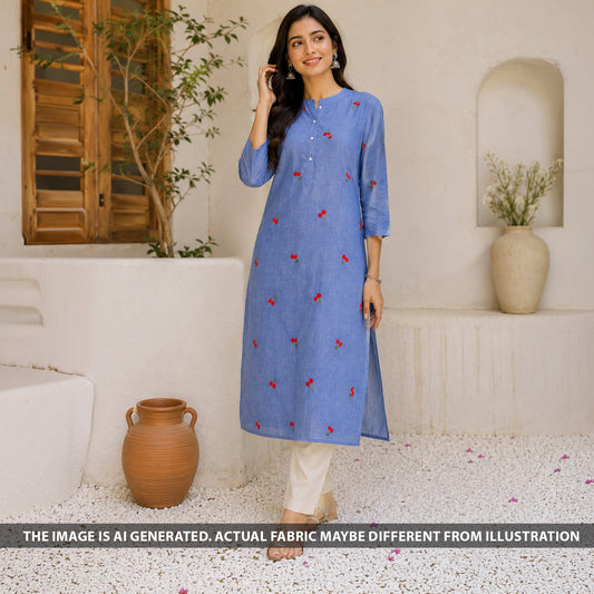 Thread Work Denim Cotton Fabric - F6816