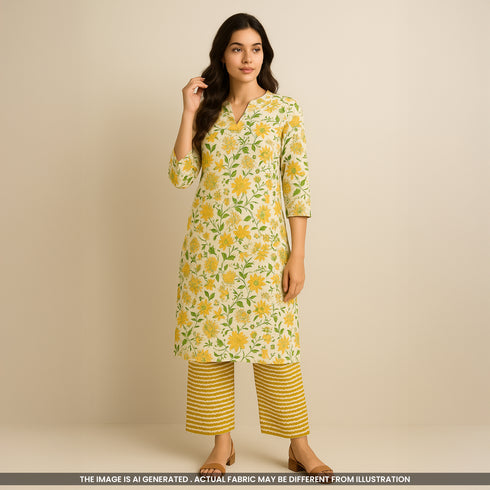 Floral Print Cambric Cotton Fabric- F4168