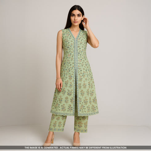 Block Print Cambric Cotton Fabric- F4171