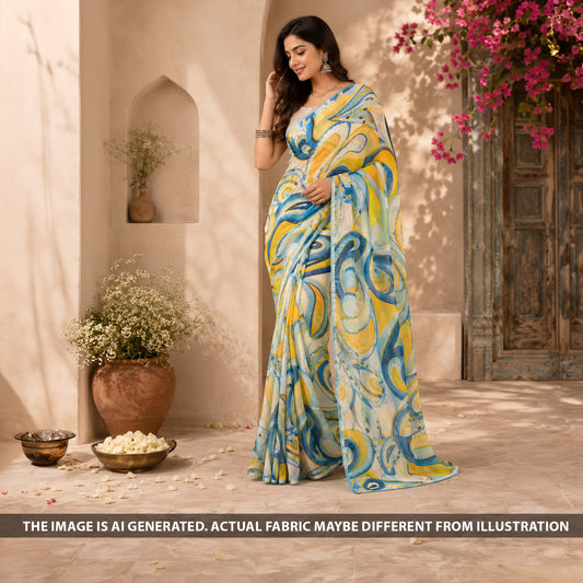 Printed Crepe Satin Fabric - F6693