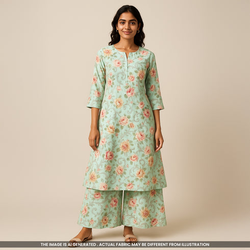 Floral Printed Viscose Crepe Fabric- F4224