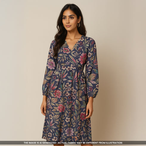 Floral Printed Mul cotton Fabric- F4228