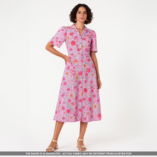 Floral Printed Viscose Crepe Fabric- F4232