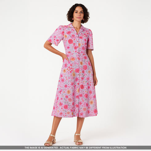 Floral Printed Viscose Crepe Fabric- F4232