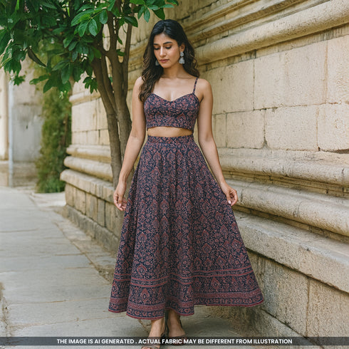 Printed Hakoba Cotton Fabric- F4257